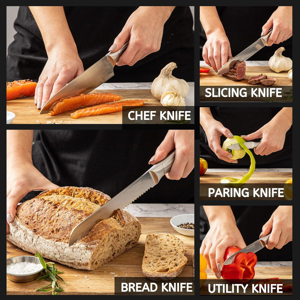 Stainless Steel Knife Set With Acrylic Block -5 Pieces, by  Nuovva