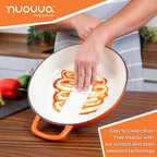 Shallow Cast Iron Casserole Dish with Lid - 32cm - 3.5L (Multiple Colours), by Nuovva