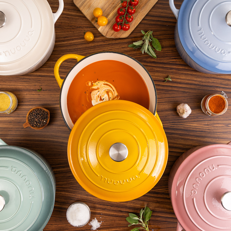 Pastel Pink Cast Iron Dutch Oven, Casserole Pot - 28cm, 6L