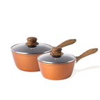 Copper Non-Stick Saucepan Set with Lid (2 Piece / 3 Piece) by Nuovva