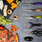 Professional Multicolour Kitchen Knife Set with Acrylic Block - 17 Pieces, by Nuovva