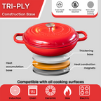 Shallow Cast Iron Dutch Oven Casserole Pot (Multiple Colours & Sizes) by Nuovva