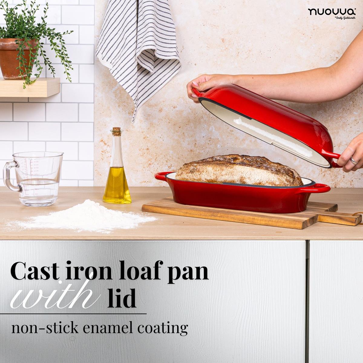 Enamelled Cast Iron Bread Loaf Pot – Non-Stick Dutch Oven, 32cm x 14cm (Multiple Colours),by Nuovva