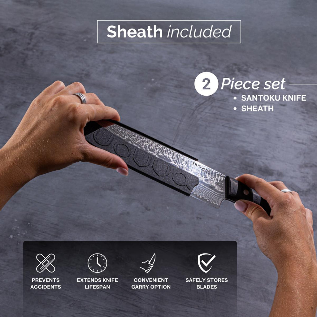 Santoku Knife – 67-Layer Damascus Steel, Rosewood Handle – 7 Inch by Nuovva