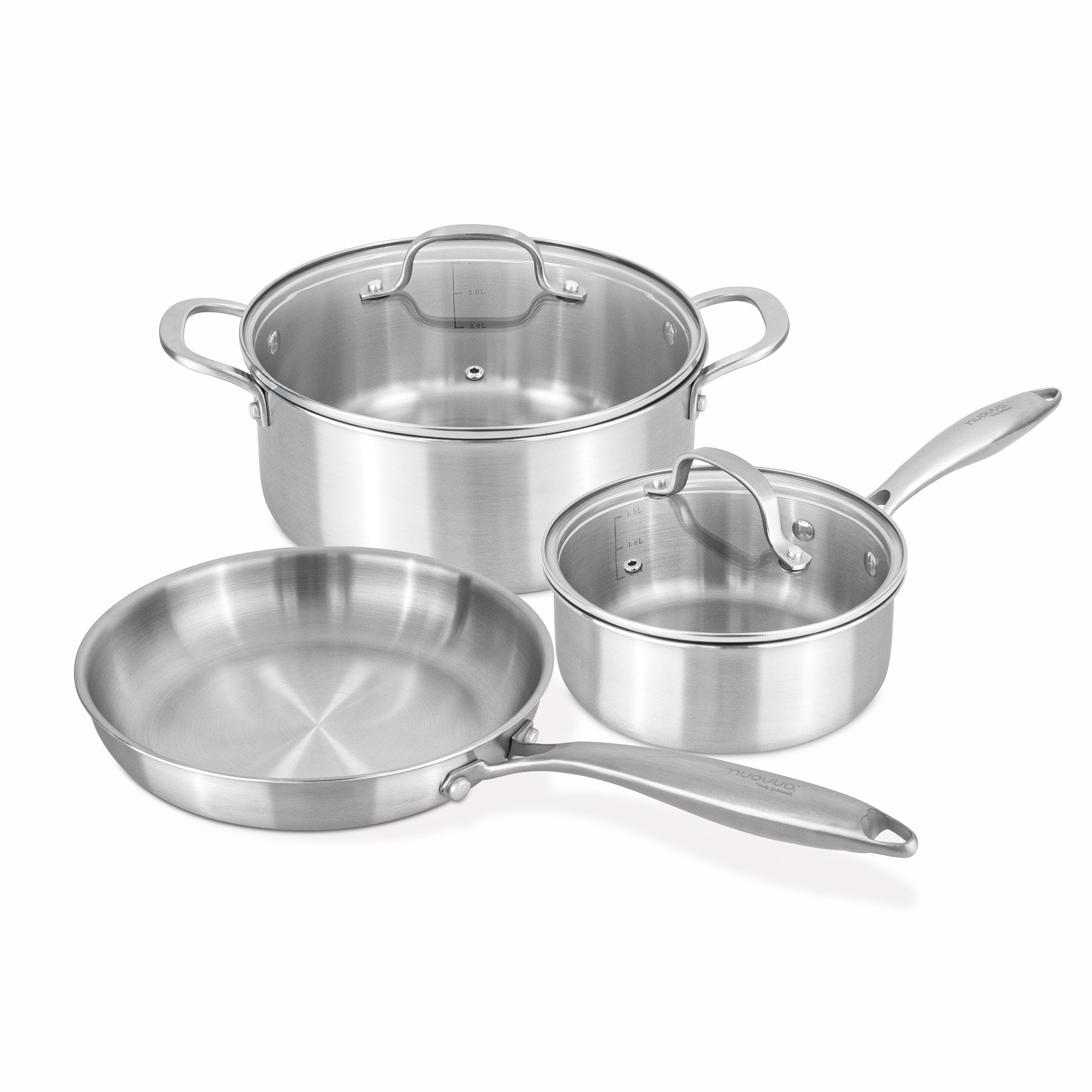 Stainless Steel Cookware Set of 17, 14, 8, 6, 5 with Lids – by Nuovva
