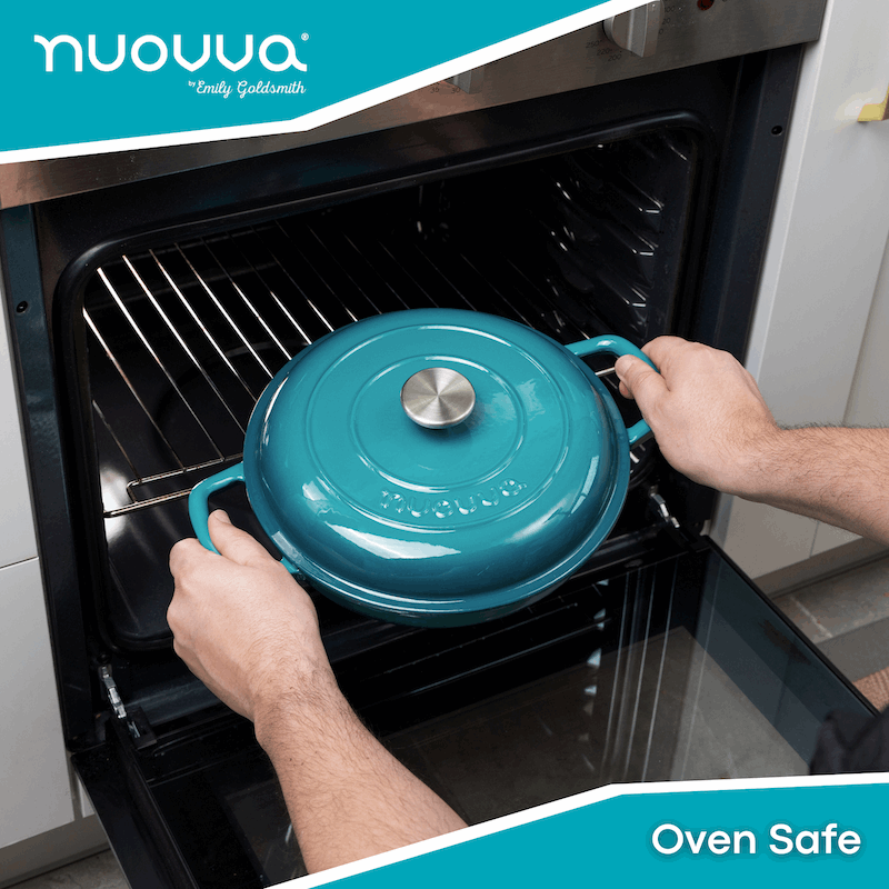 Shallow Cast Iron Dutch Oven Casserole Pot (Multiple Colours & Sizes) by Nuovva