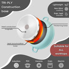 Aluminium Casserole Pot with Lid - 4L - 24cm, (Multiple Colours) by Nuovva