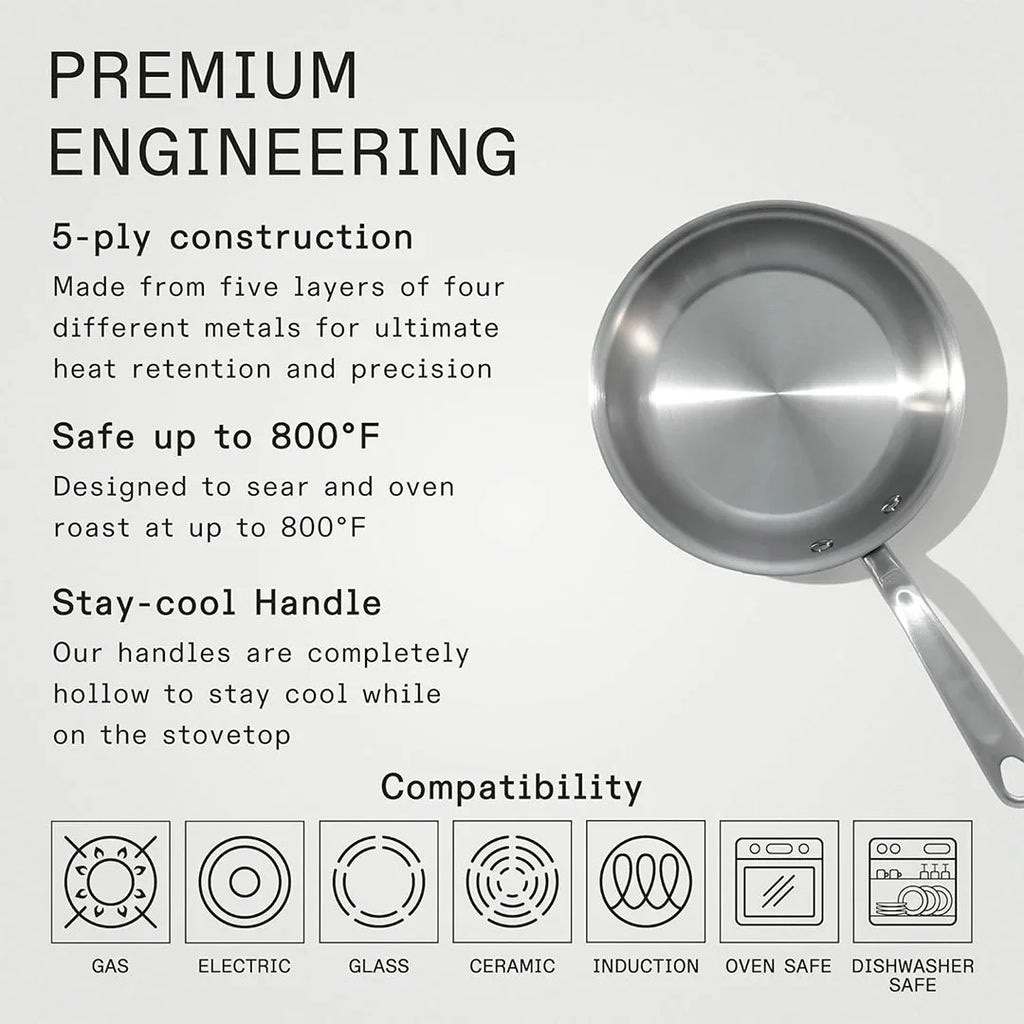 Made In – 5-Ply Stainless Steel Frying Pan (8" / 10" / 12") – Induction Compatible