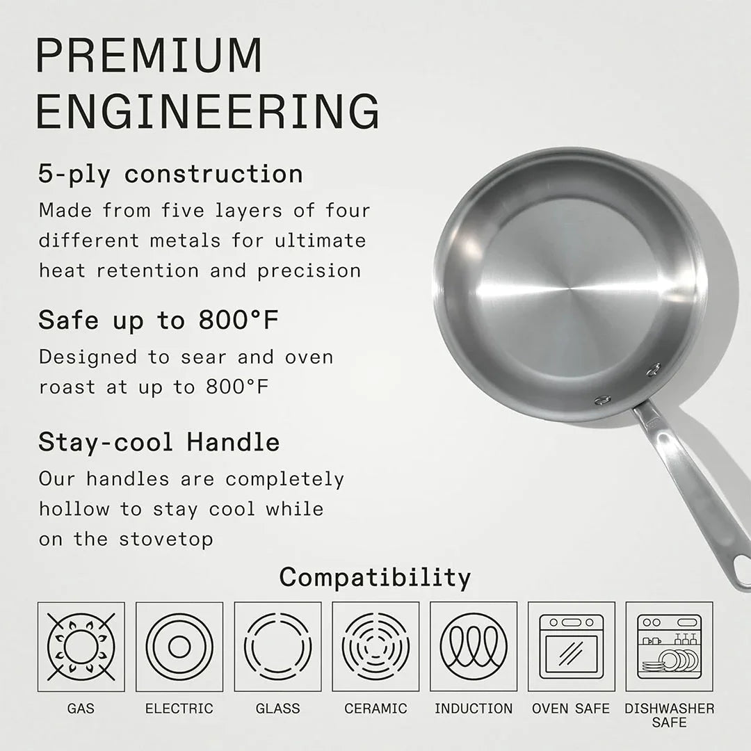 Made In – 5-Ply Stainless Steel Frying Pan (8" / 10" / 12") – Induction Compatible