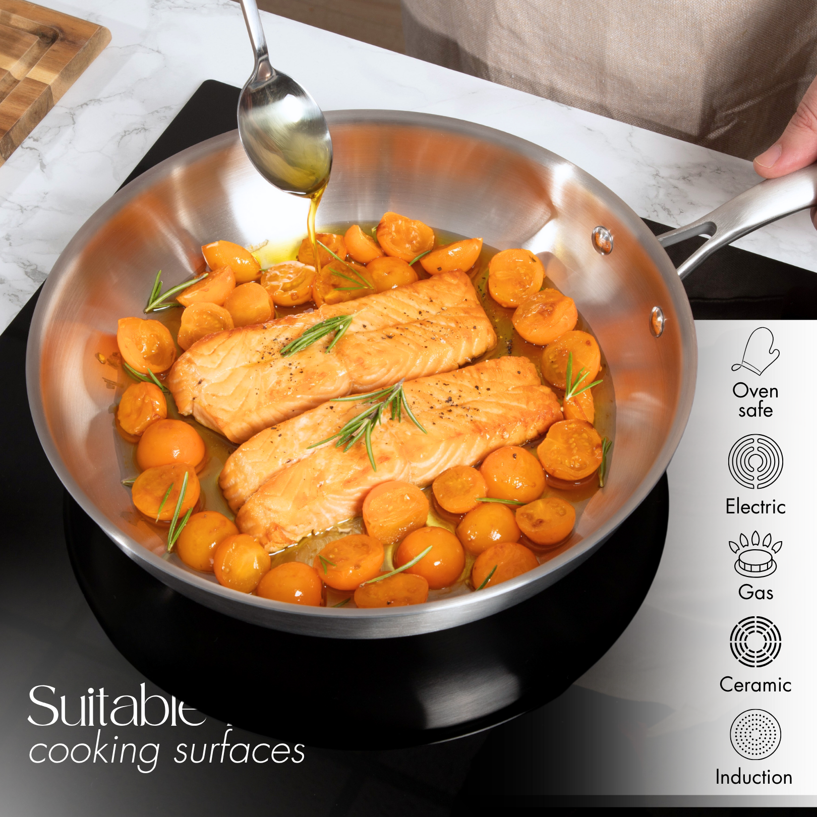 2pcs Stainless Steel Frying Pan Set – 20cm & 28cm, Induction Compatible – By Nuovva