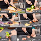 Professional Black Granite Kitchen Knife Set with Acrylic Block - 17 Pieces, by Nuovva