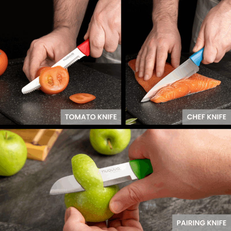 Multicolour Kitchen Knife Set, Stainless Steel Non-Stick Blades - 3 pieces, by Nuovva