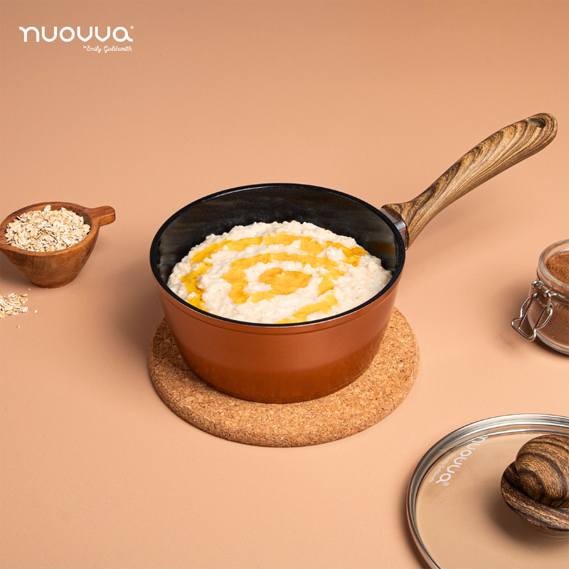 Copper Non-Stick Saucepan with Lid - 2 pieces (16cm, 18cm) by Nuovva