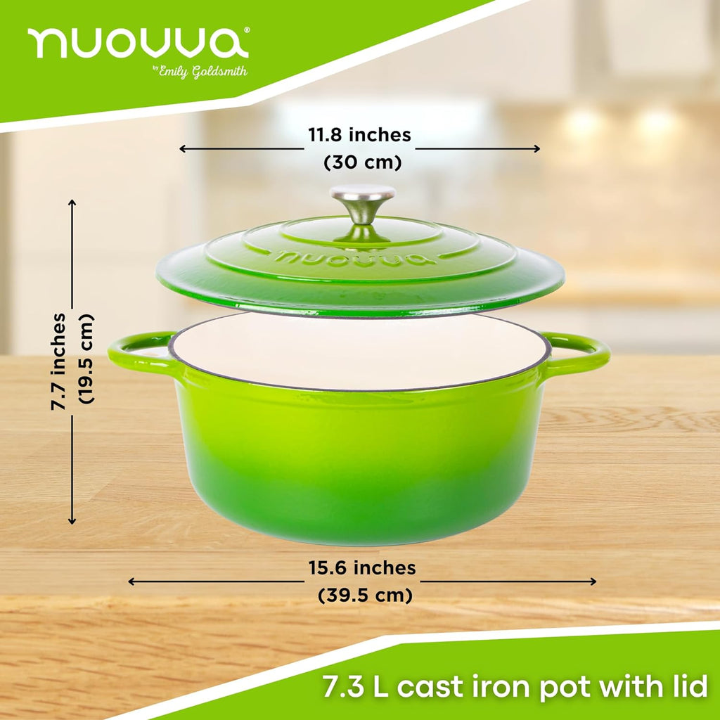 Enemalled Cast Iron Dutch Oven, Casserole Pot - 30cm - 6.9L (Multiple Colours)