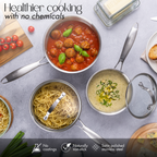 6Pcs Stainless Steel Saucepan Set – Induction Ready Pots with Glass Lids – By Nuovva