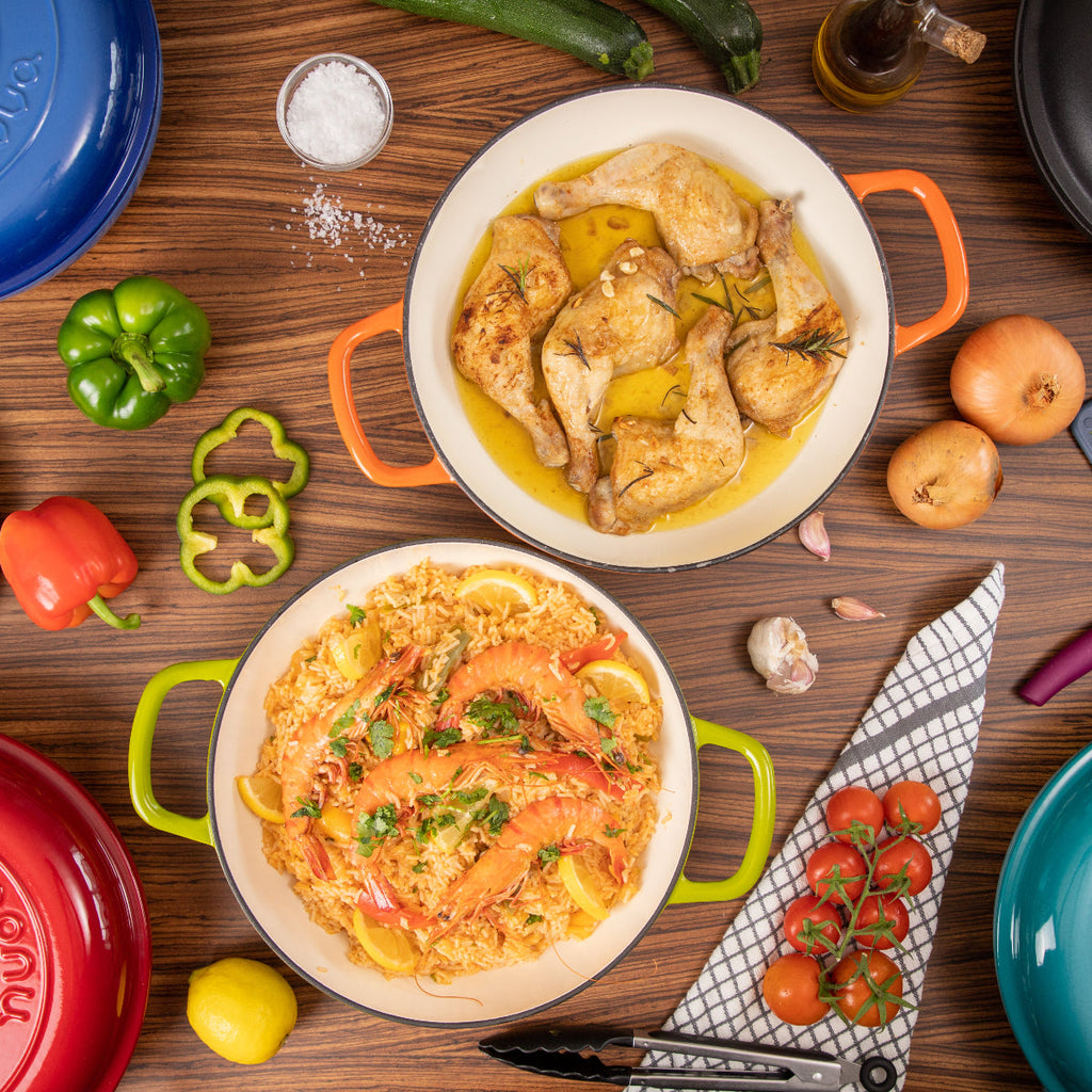 Shallow Cast Iron Dutch Oven Casserole Pot (Multiple Colours & Sizes) by Nuovva