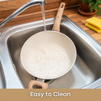 Cream Induction Non-Stick Sauté Pan With Lid - 28cm by Nuovva