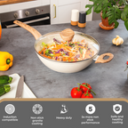 Induction Non-Stick Sauté Pan With Lid – 28cm (Multiple Colours) by Nuovva