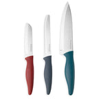 Dull Multicolour Kitchen Knife Set, Stainless Steel Non-Stick Blades - 3 pieces, by Nuovva