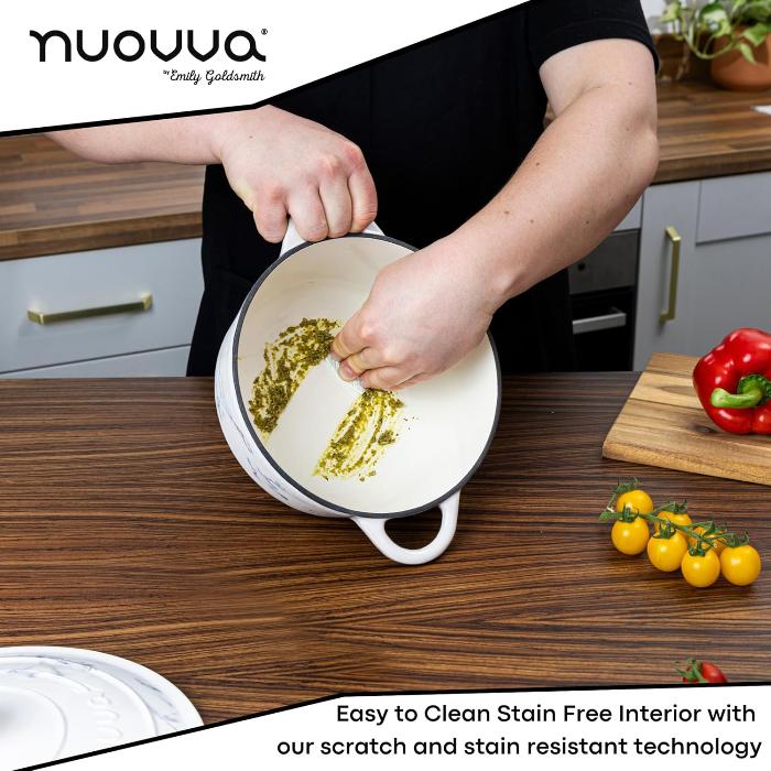 Marble Cast Iron Dutch Oven with Lid, Casserole Pot - 24cm -4.7L