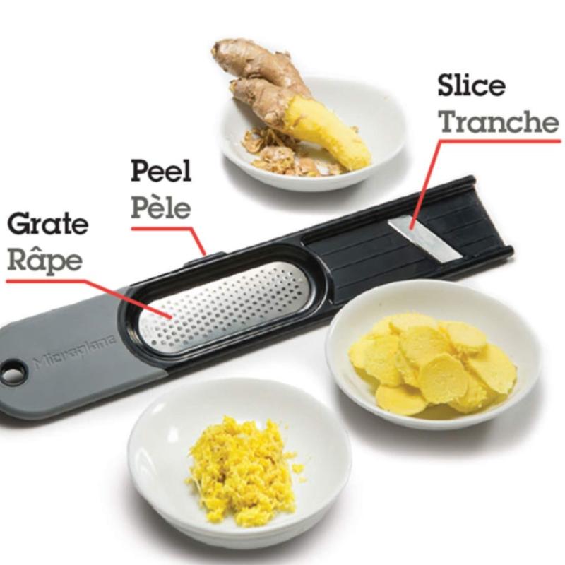 Microplane Stainless Steel 3-in-1 Ginger Tool - Black/Gray