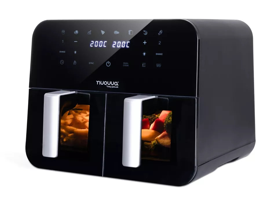 Dual Air Fryer Oven With 12 Presets – 9L, 2400W, by Nuovva