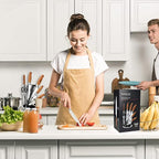 Wooden Kitchen Knife Set with Rotating Block - 7-Piece Set, by Nuovva